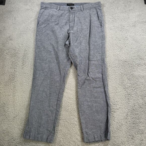 Banana Republic Pants Mens 35x28 Blue Linen Blend Aiden Slim Fit Chino Preppy - Picture 1 of 11